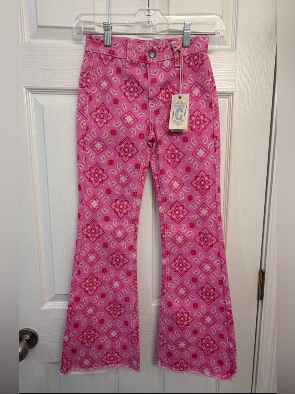 NWT Girls Size 10 Rockin C Pink Denim Western Flare Bootcut Jeans Pants Stretch